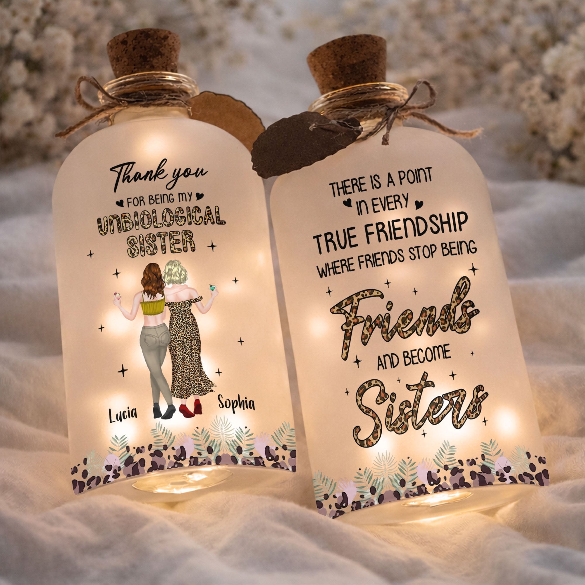Personalized Frosted Glass Short Bottle Light Bestie Gift