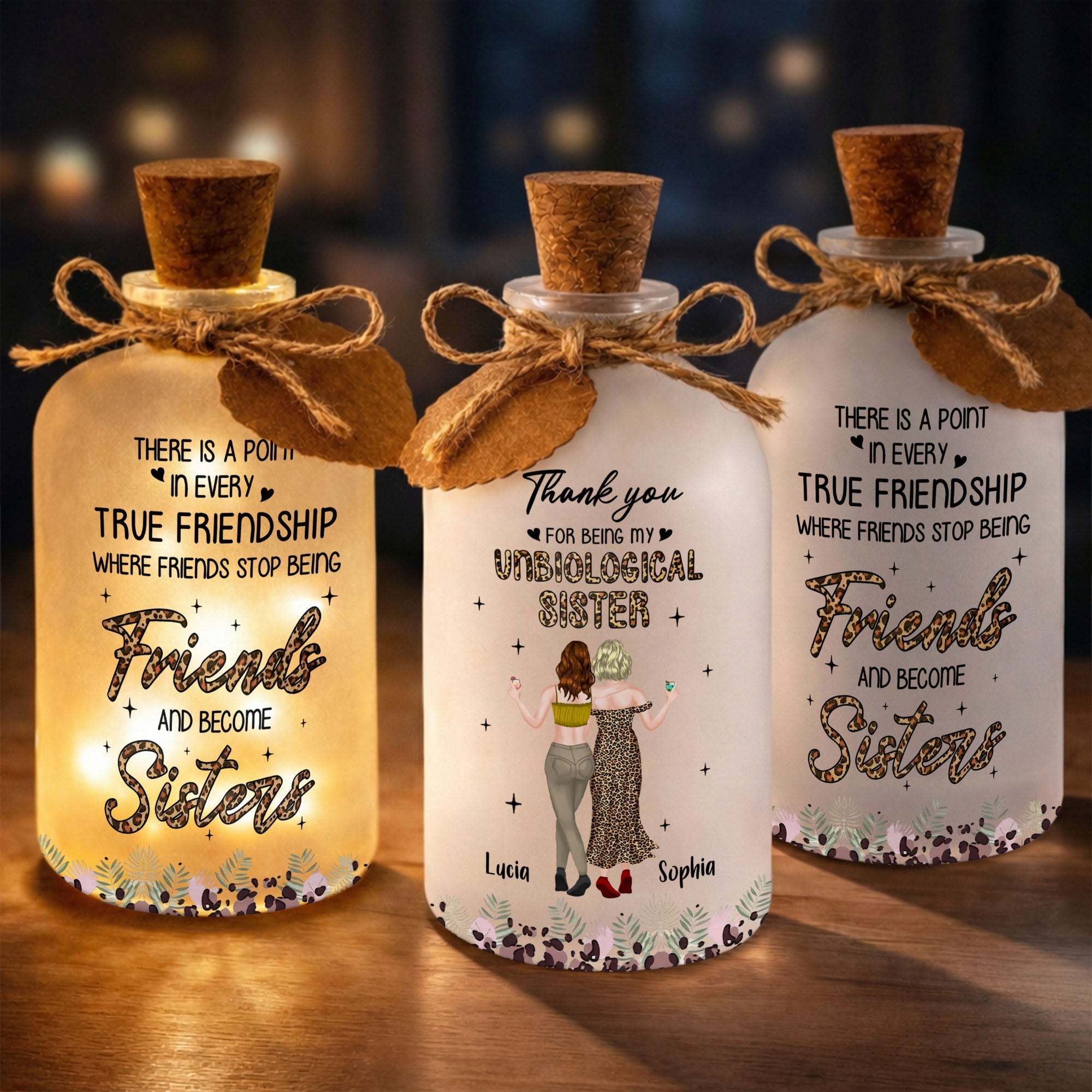 Personalized Frosted Glass Short Bottle Light Bestie Gift