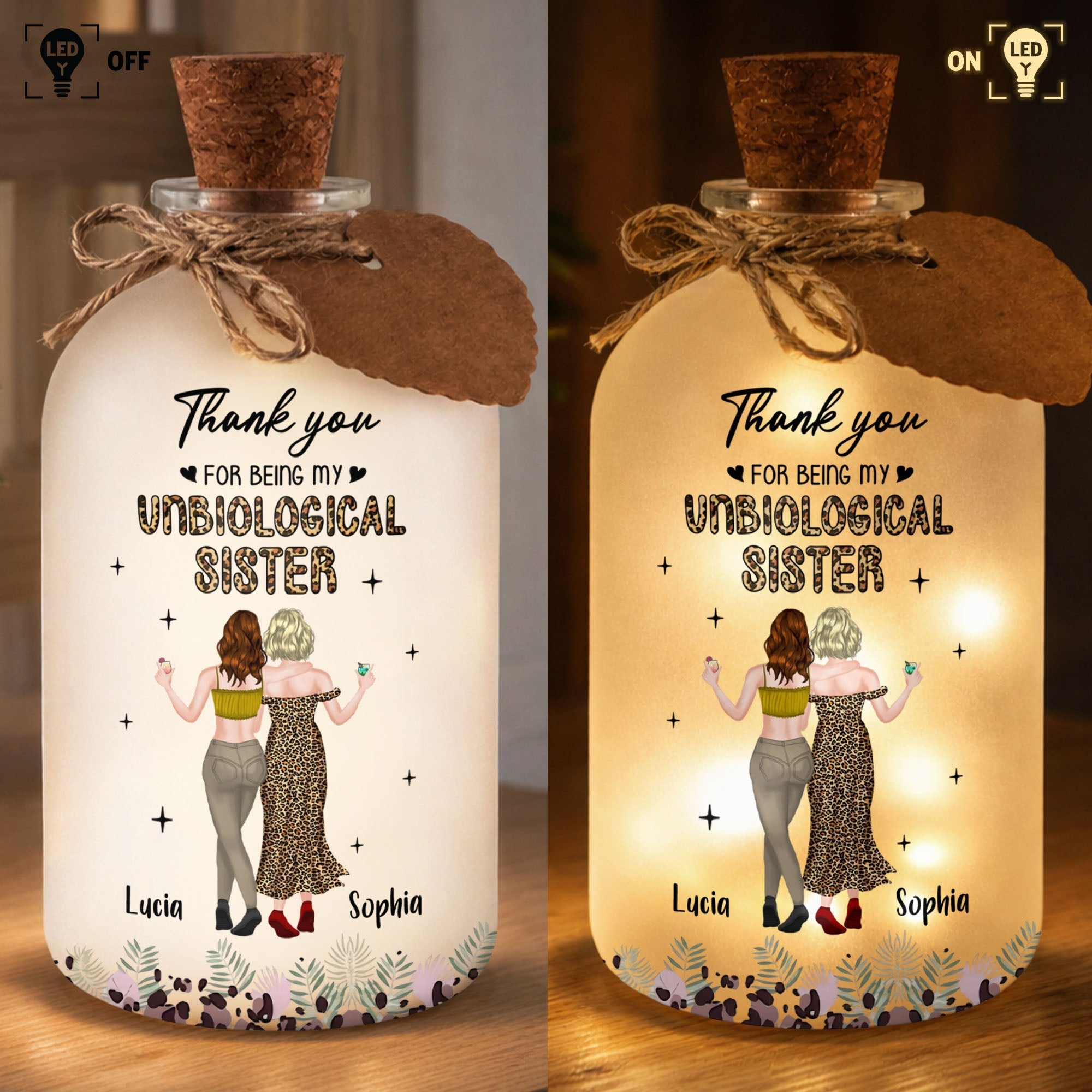 Personalized Frosted Glass Short Bottle Light Bestie Gift