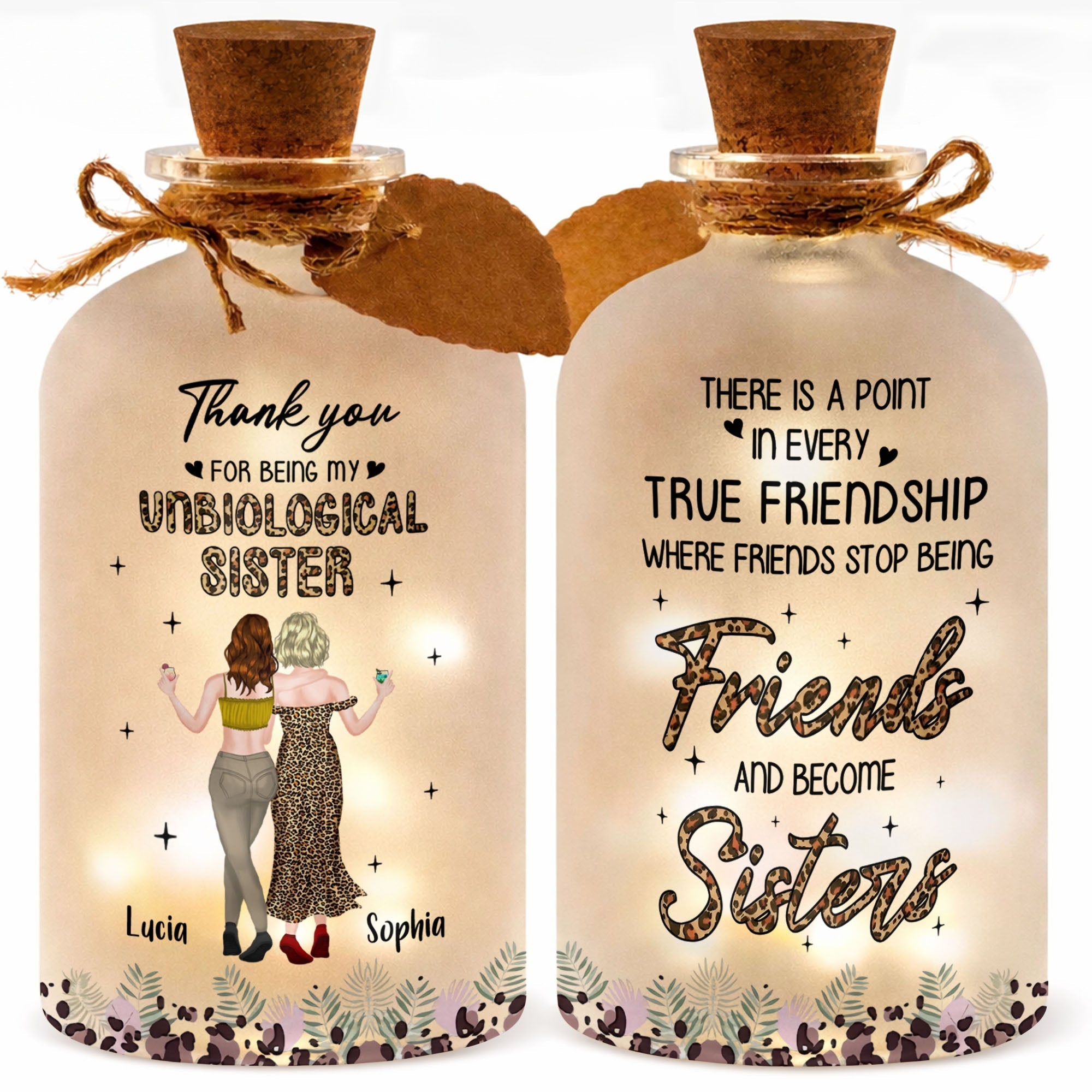 Personalized Frosted Glass Short Bottle Light Bestie Gift