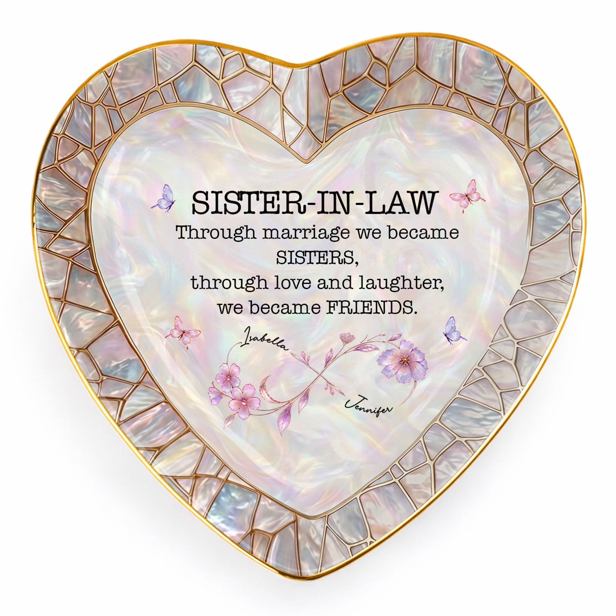 Personalized Heart Jewelry Dish Custom Name Gift for Sister-in-Law