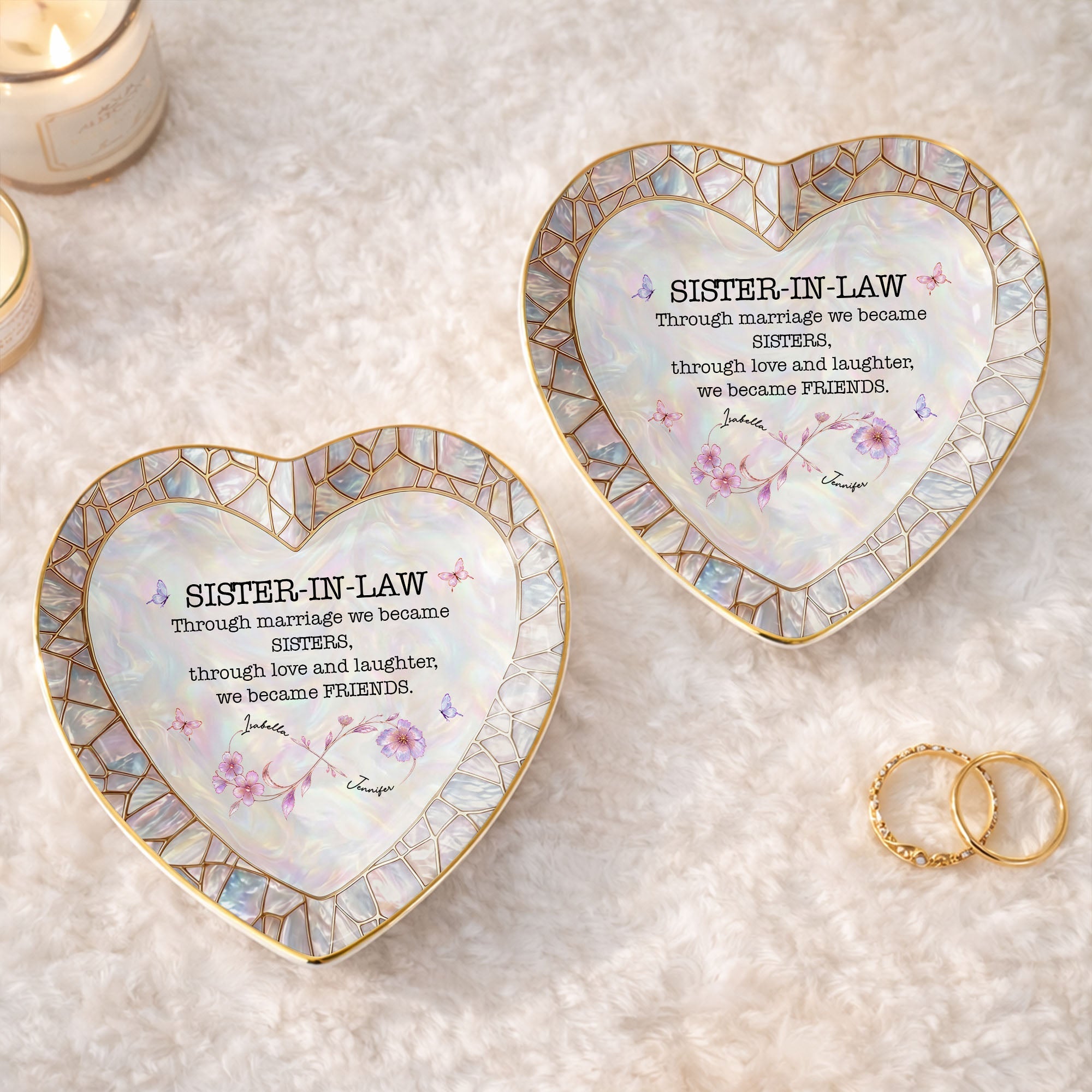 Personalized Heart Jewelry Dish Custom Name Gift for Sister-in-Law