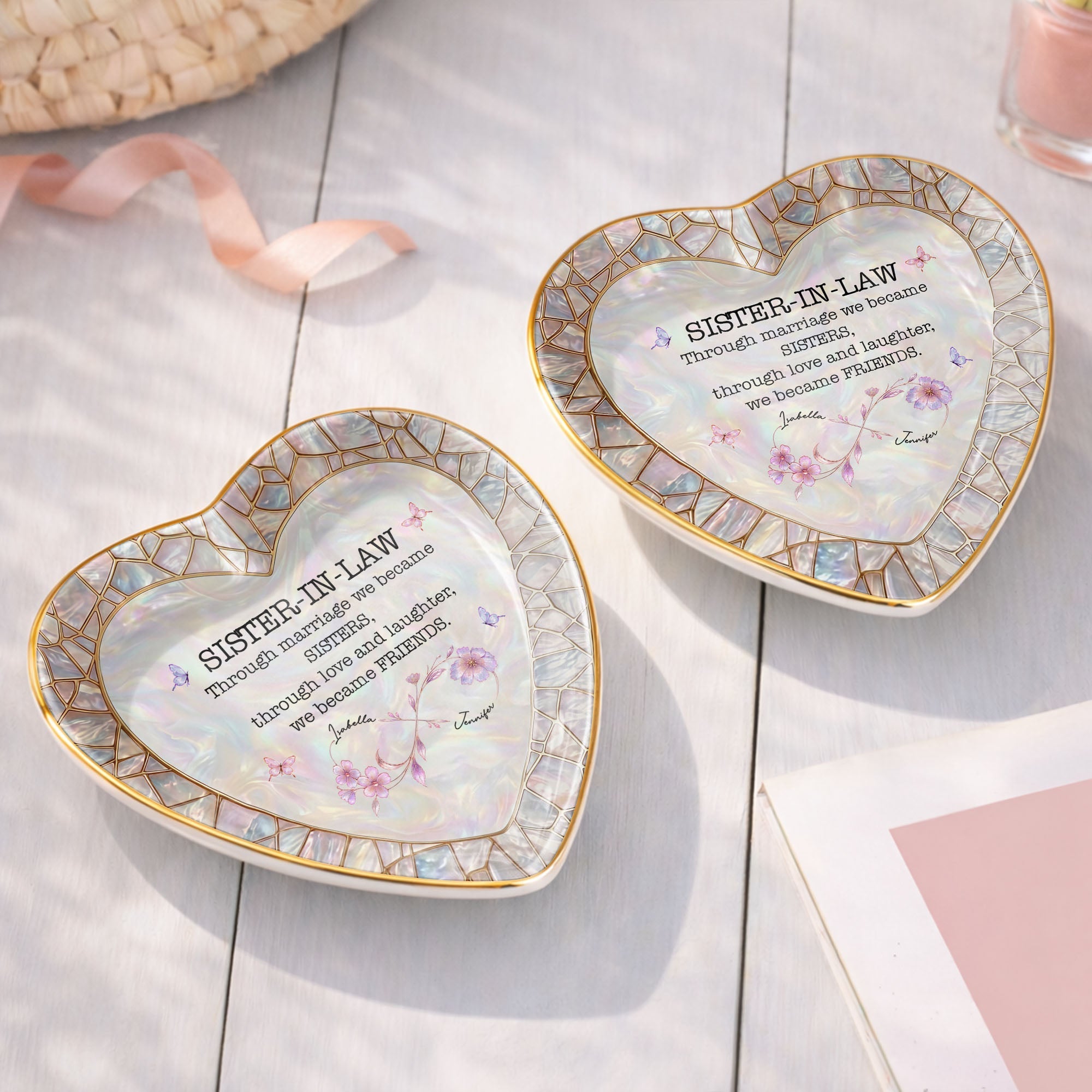 Personalized Heart Jewelry Dish Custom Name Gift for Sister-in-Law