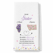 Load image into Gallery viewer, Personalized Kitchen Towel Custom Gift for Sister Flowers State Maps

