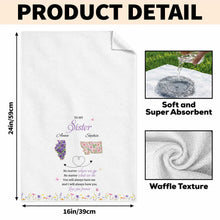 Load image into Gallery viewer, Personalized Kitchen Towel Custom Gift for Sister Flowers State Maps

