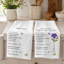 Load image into Gallery viewer, Personalized Kitchen Towel for Sister Birth Month Flowers &amp; Butterflies Custom Gift
