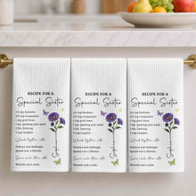 Load image into Gallery viewer, Personalized Kitchen Towel Recipe for Sister with Butterflies

