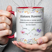 Load image into Gallery viewer, Personalized Sister Accent Mug Custom Floral Design Gift
