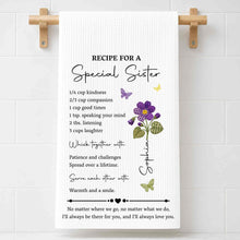 Load image into Gallery viewer, Personalized Birth Month Flowers Kitchen Towel Gift for Sister
