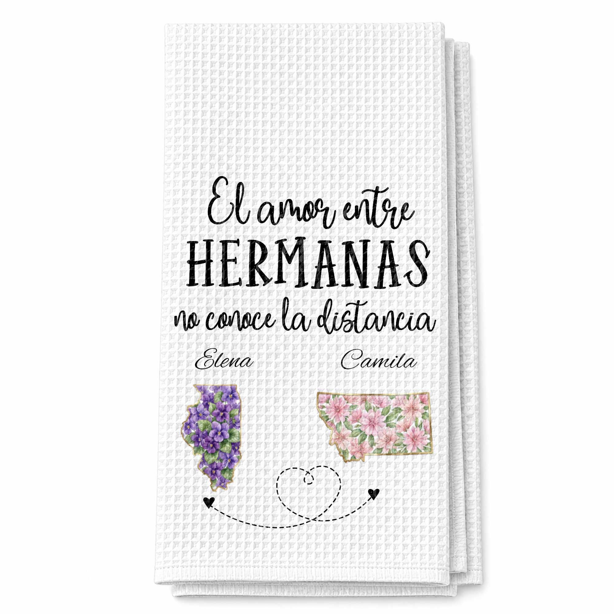 Personalized Kitchen Towel Custom State Art Gift for Sisters