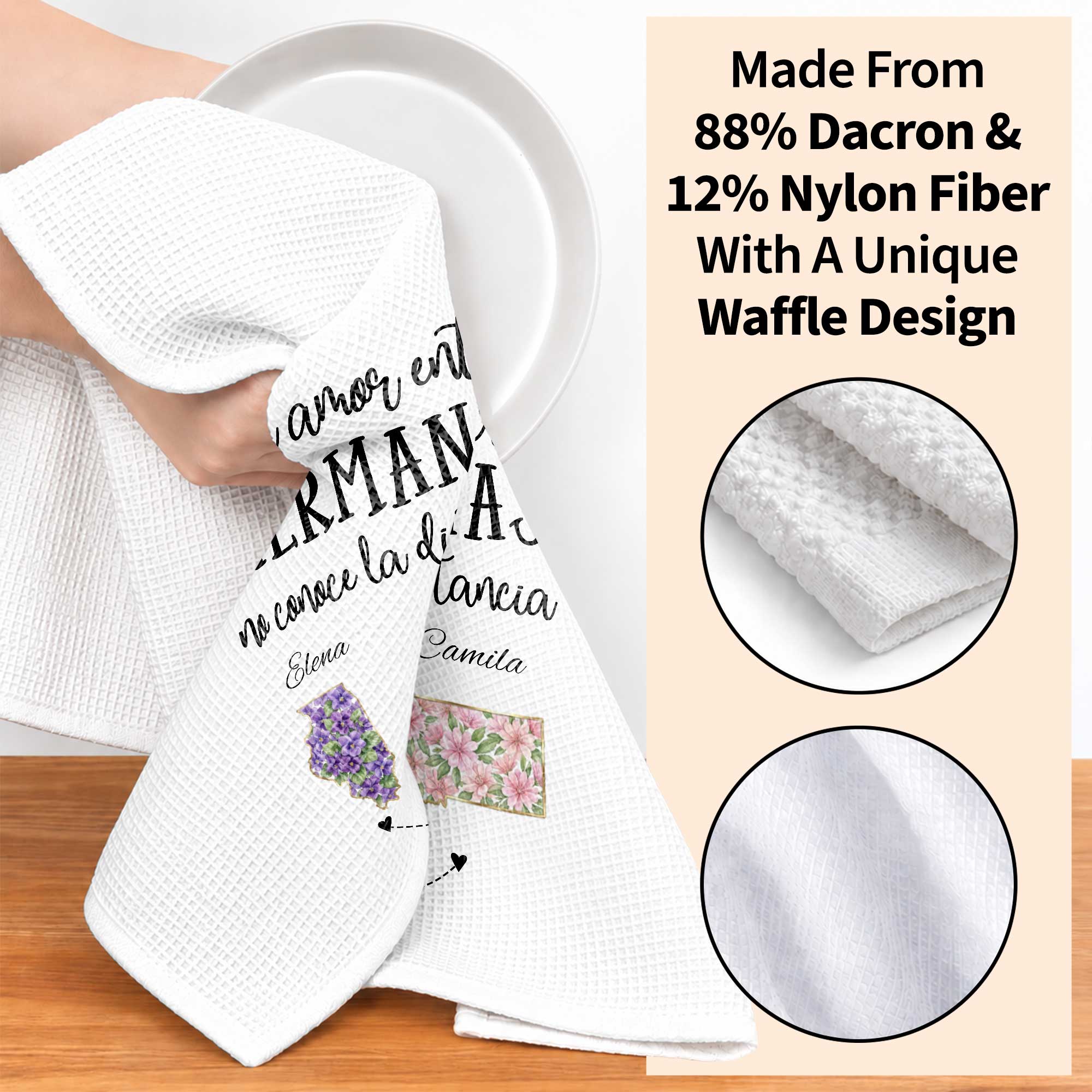 Personalized Kitchen Towel Custom State Art Gift for Sisters