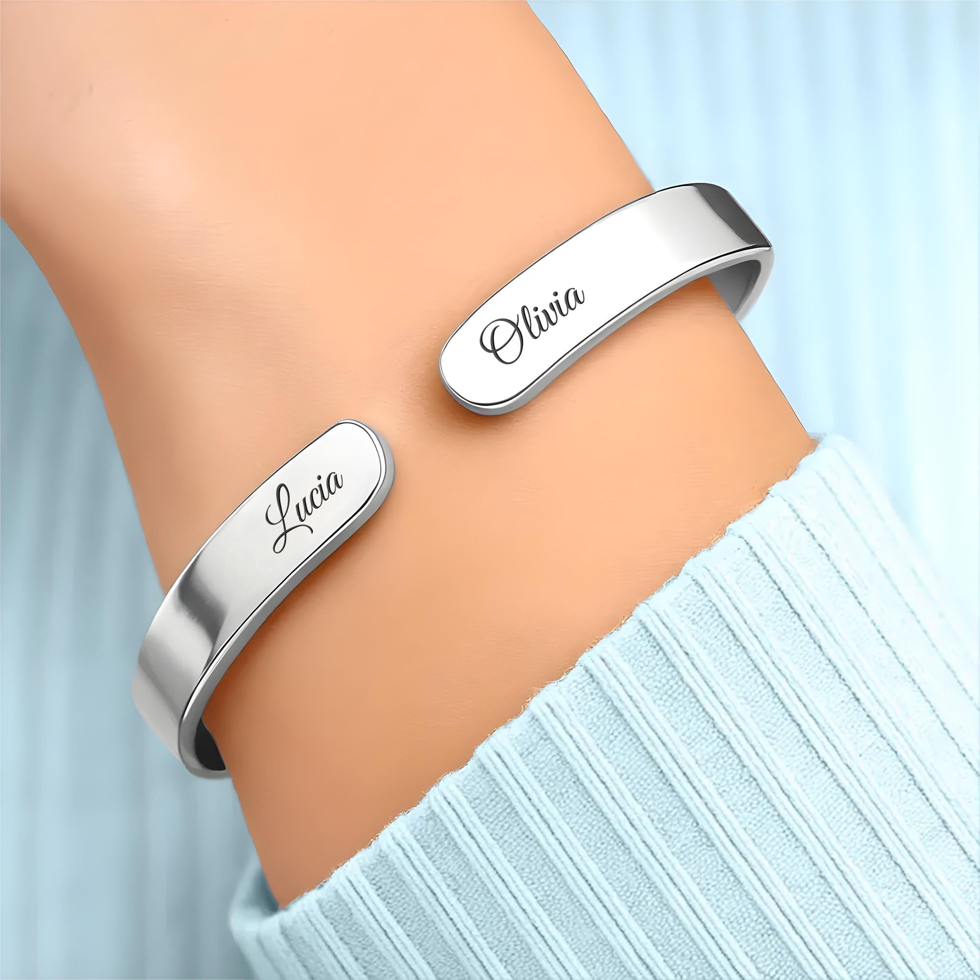 Personalized Sister Heart Bracelet Cuff Custom Gift for Her