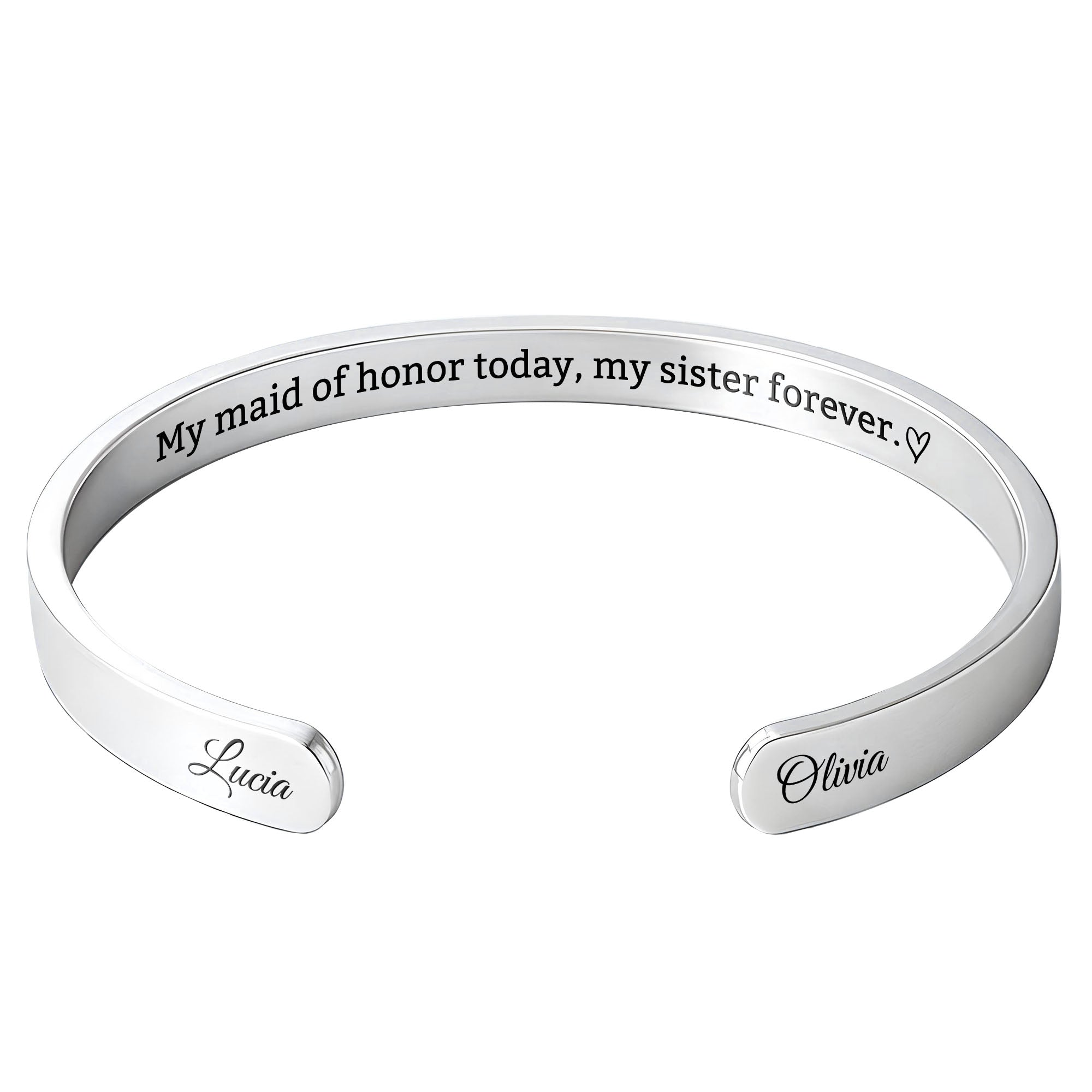 Personalized Sister Heart Bracelet Cuff Custom Gift for Her