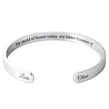 Load image into Gallery viewer, Personalized Sister Heart Bracelet Cuff Custom Gift for Her
