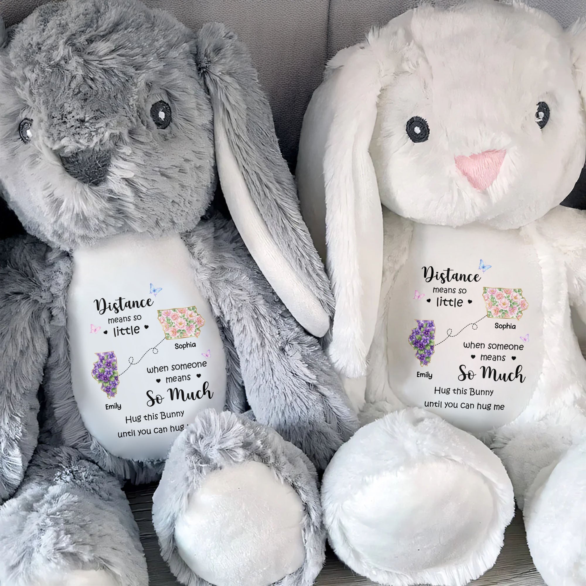 Personalized Plush Stuffed Bunny Custom Name Gift for Sister