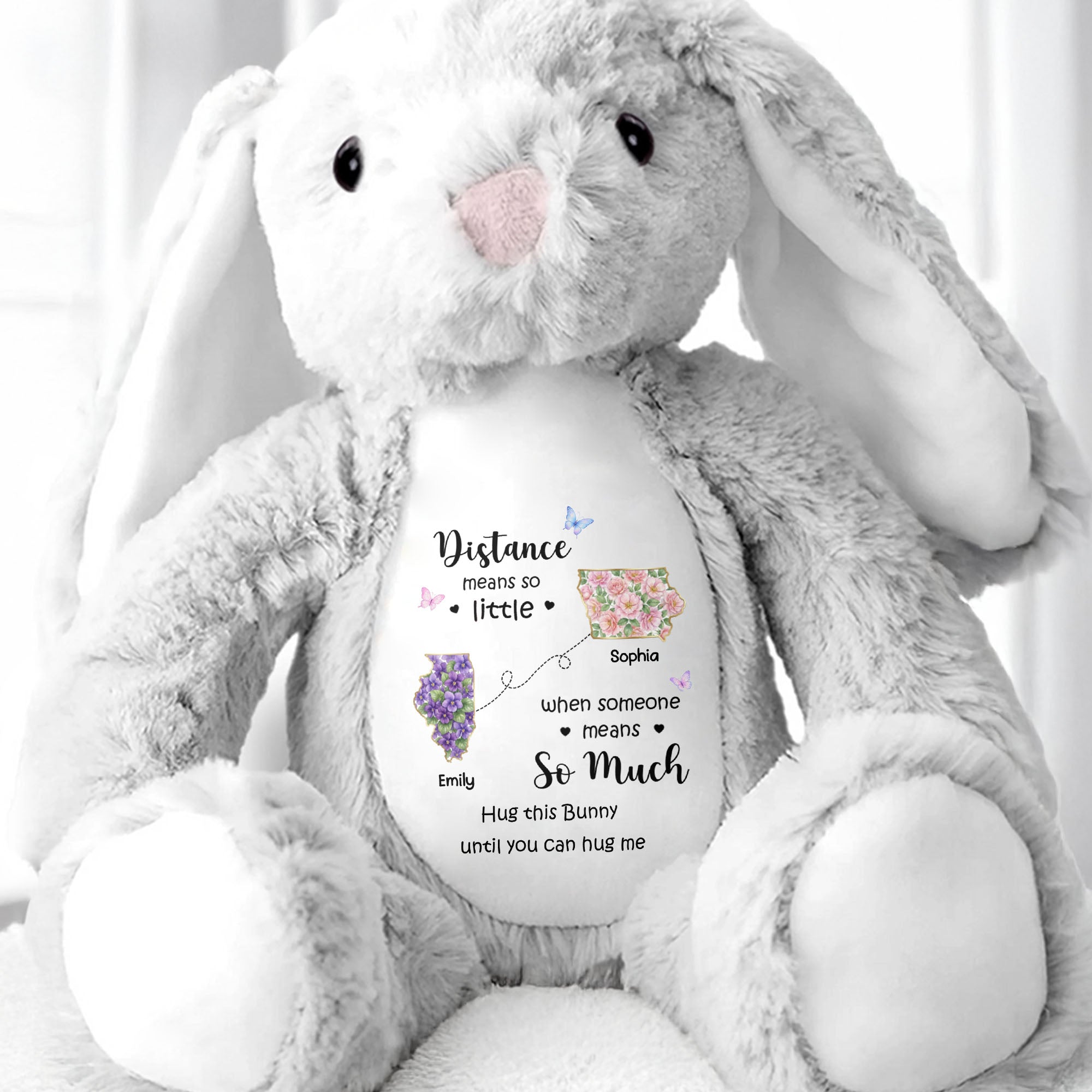 Personalized Plush Stuffed Bunny Custom Name Gift for Sister