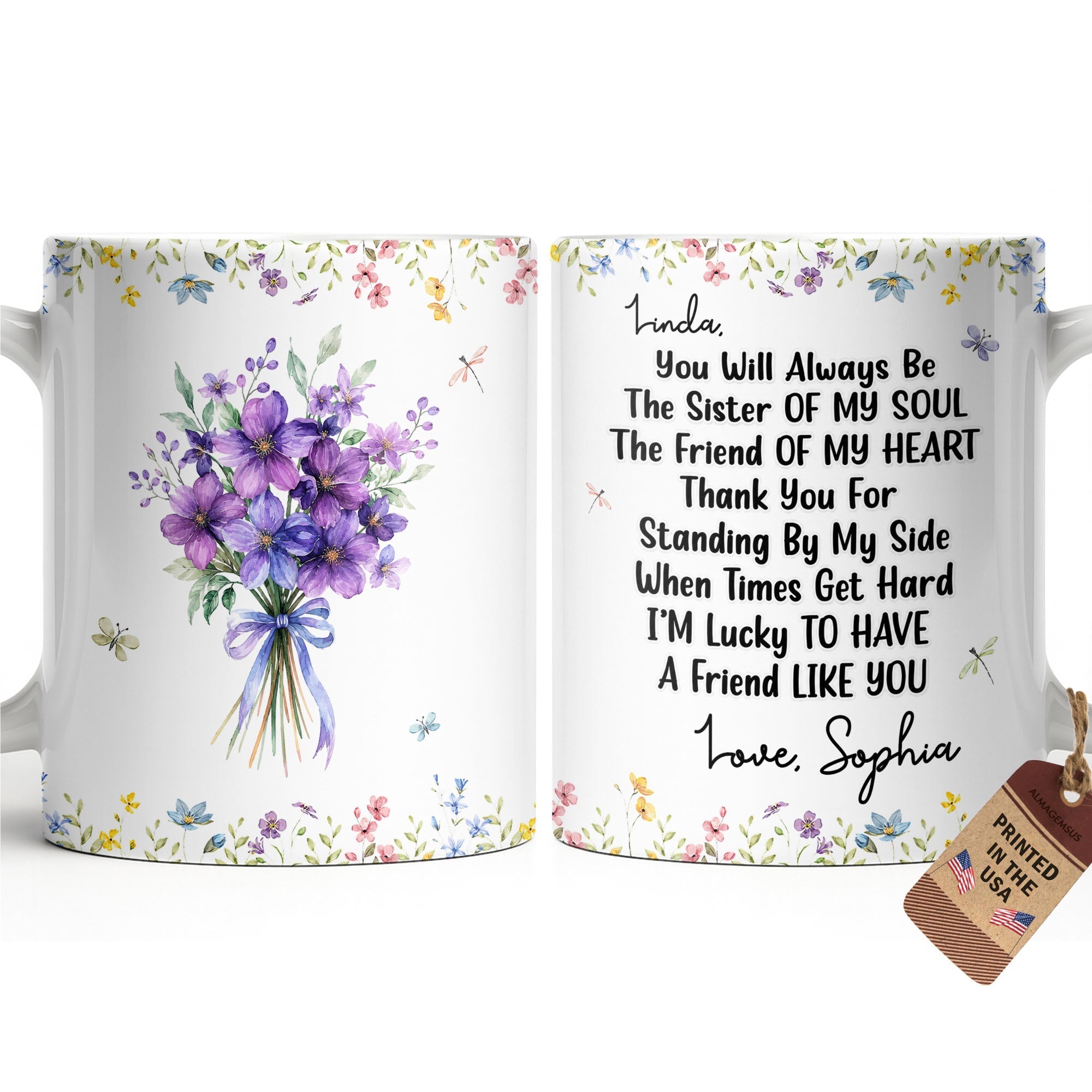Personalized Floral Birth Month Flower Coffee Mug Custom Gift for Sister