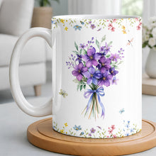 Load image into Gallery viewer, Personalized Floral Birth Month Flower Coffee Mug Custom Gift for Sister
