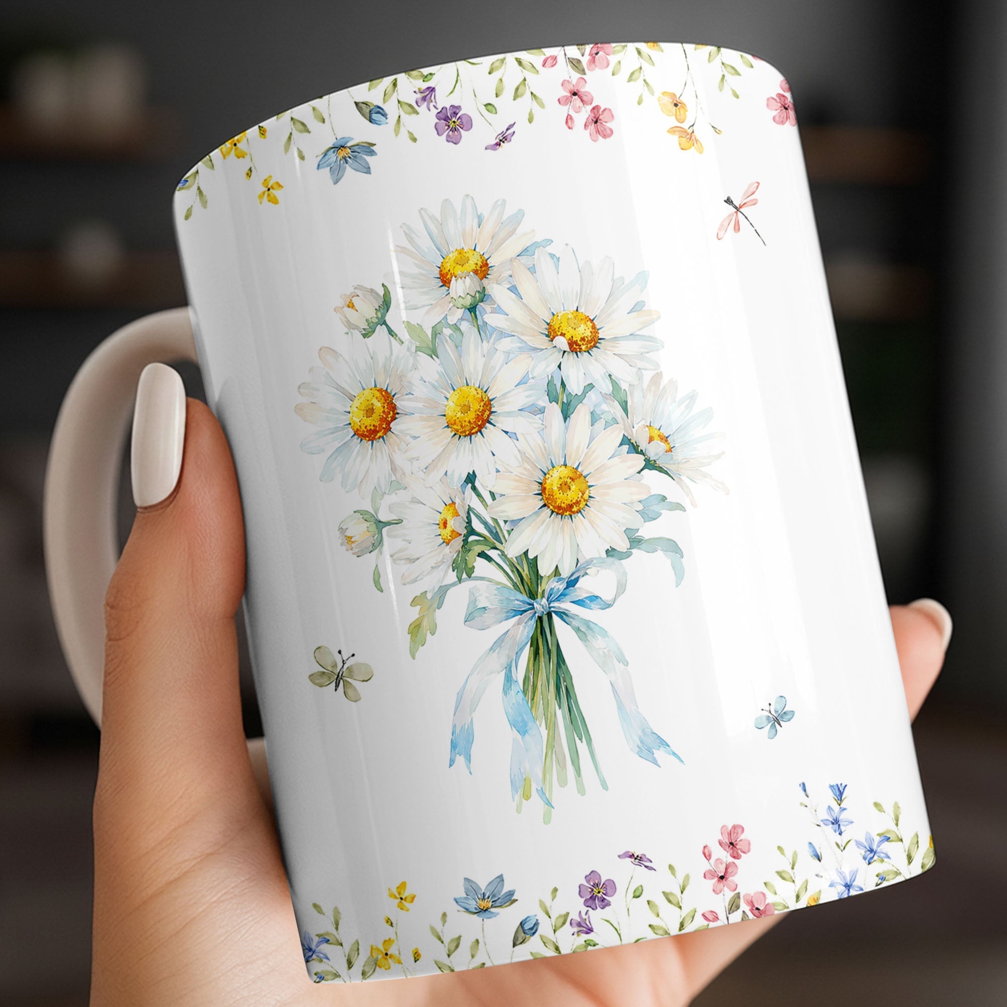 Personalized Floral Birth Month Flower Coffee Mug Custom Gift for Sister