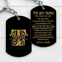 Load image into Gallery viewer, Personalized Stainless Steel Keychain Custom Name Dog Tag Gift for Son
