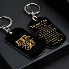 Load image into Gallery viewer, Personalized Stainless Steel Keychain Custom Name Dog Tag Gift for Son
