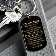 Load image into Gallery viewer, Personalized Stainless Steel Keychain Custom Name Dog Tag Gift for Son
