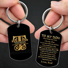 Load image into Gallery viewer, Personalized Stainless Steel Keychain Custom Name Dog Tag Gift for Son
