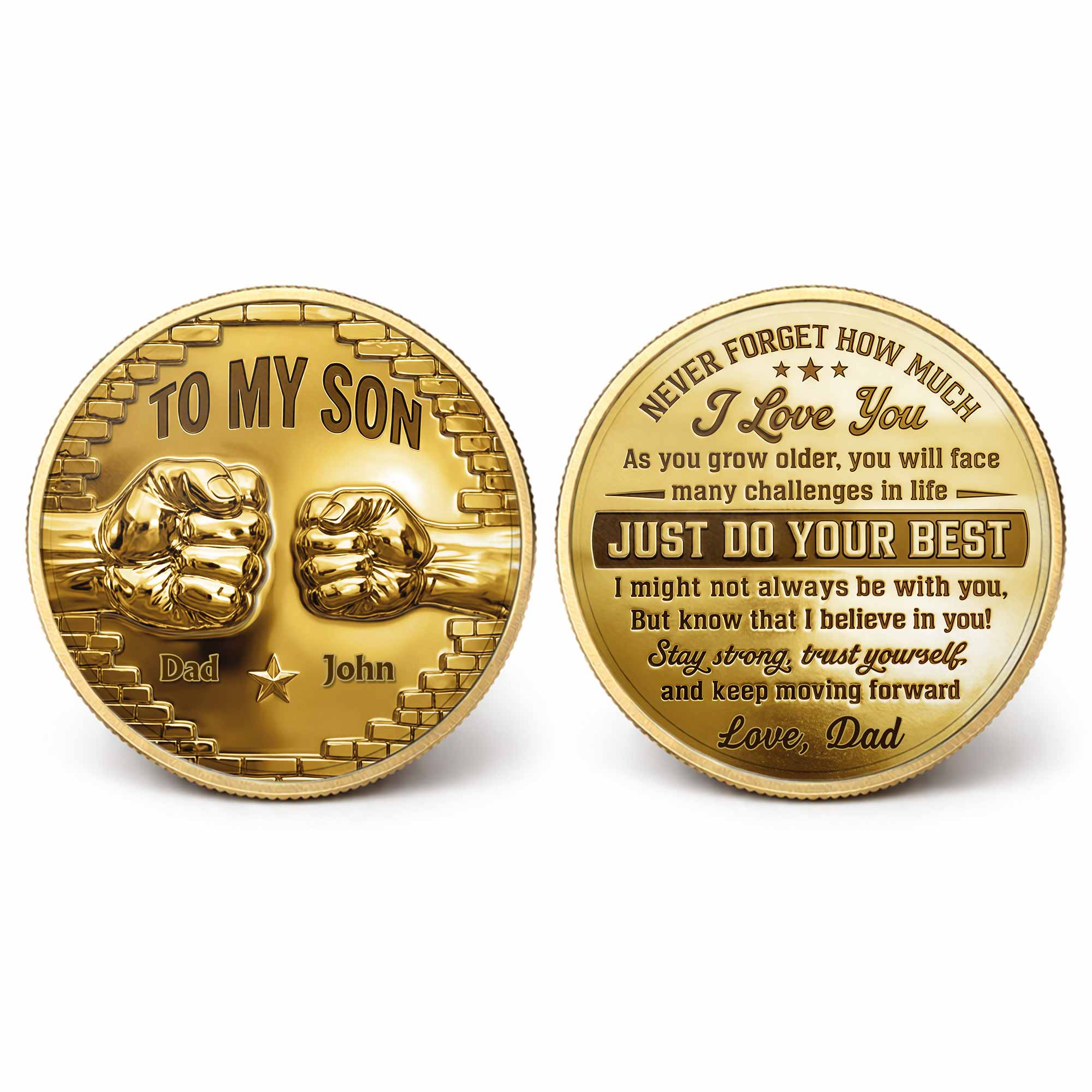 Personalized Fist Bump Commemorative Coin Custom Gift for Son