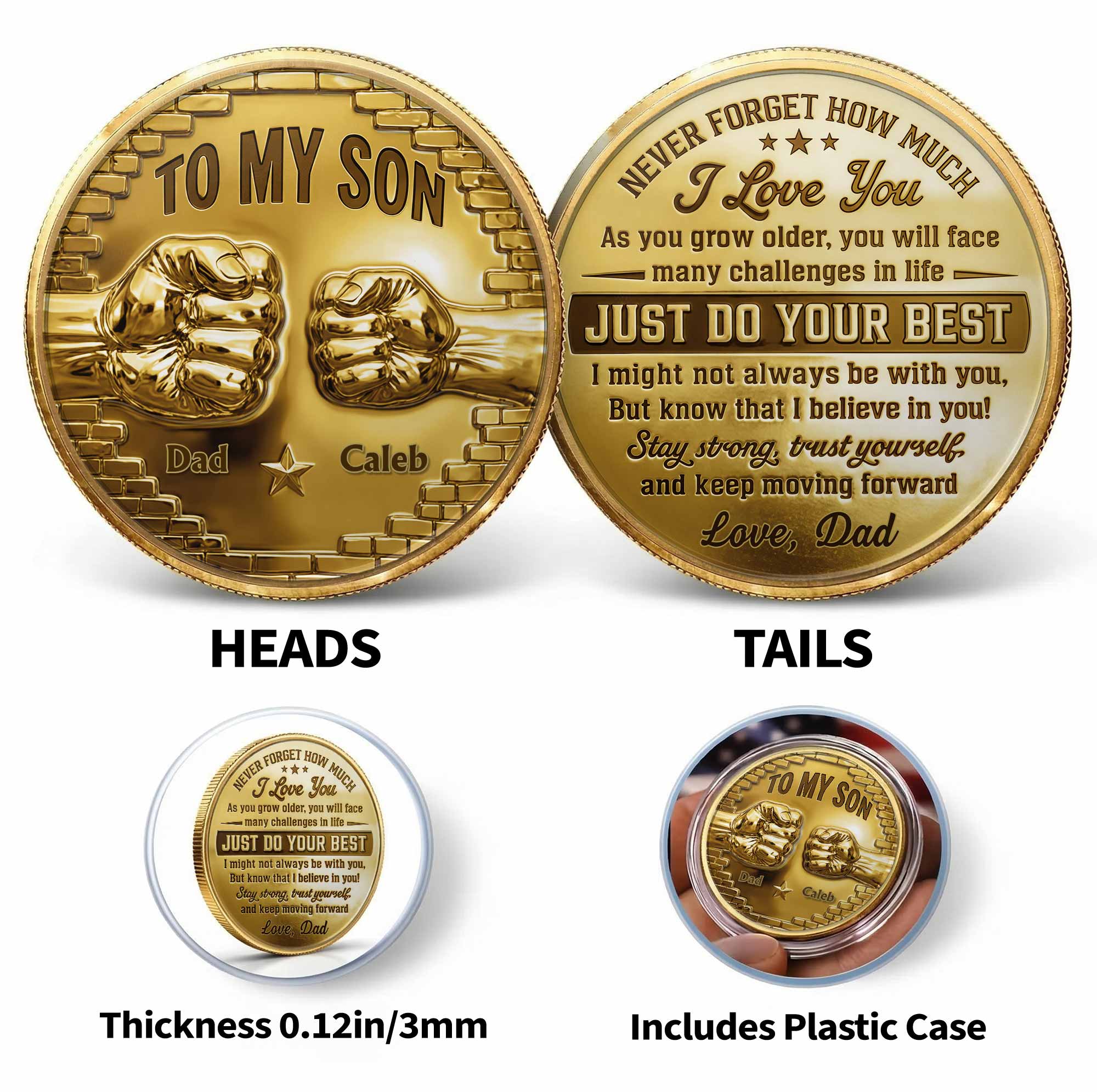 Personalized Fist Bump Commemorative Coin Custom Gift for Son