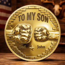 Load image into Gallery viewer, Personalized Fist Bump Commemorative Coin Custom Gift for Son

