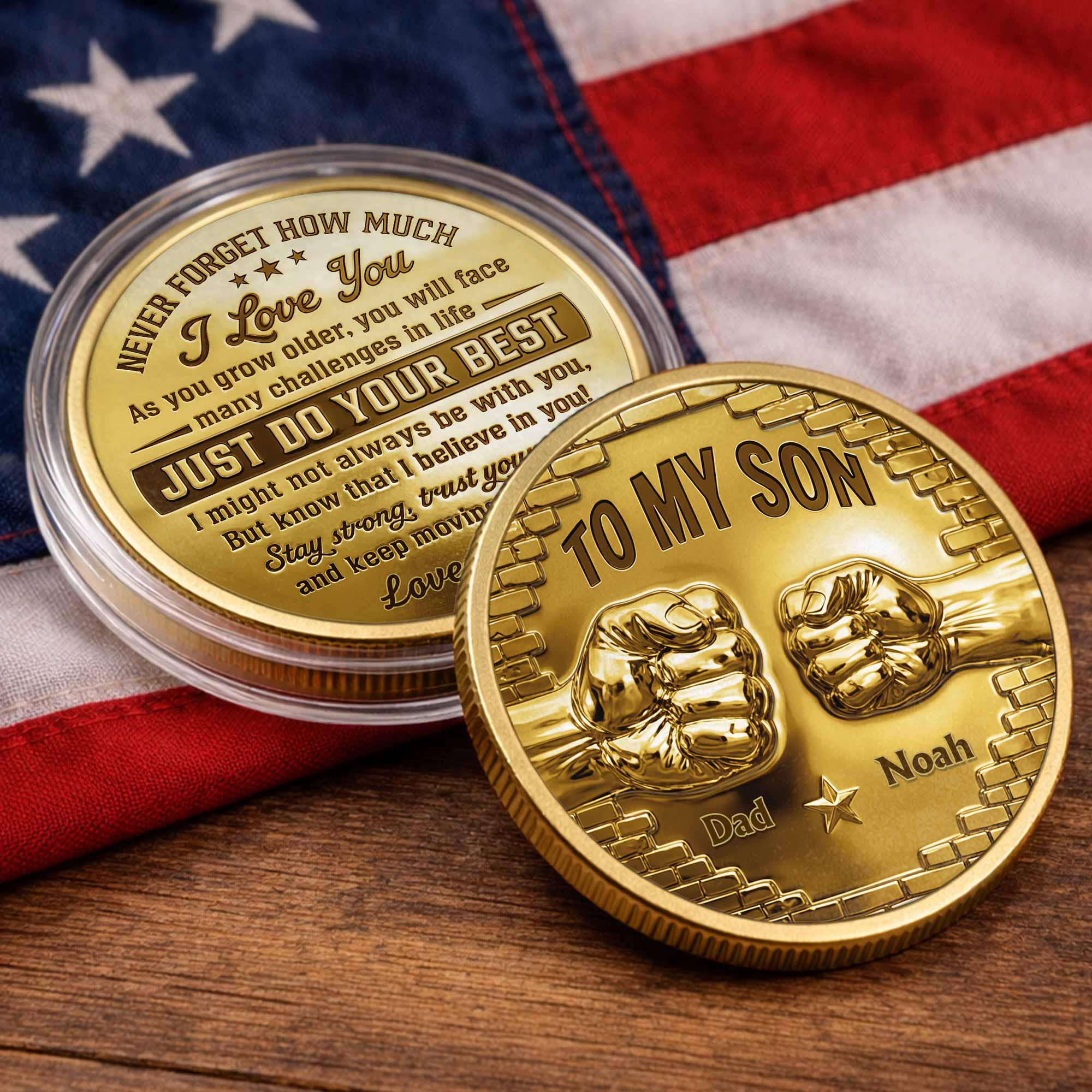 Personalized Fist Bump Commemorative Coin Custom Gift for Son