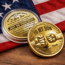 Load image into Gallery viewer, Personalized Fist Bump Commemorative Coin Custom Gift for Son
