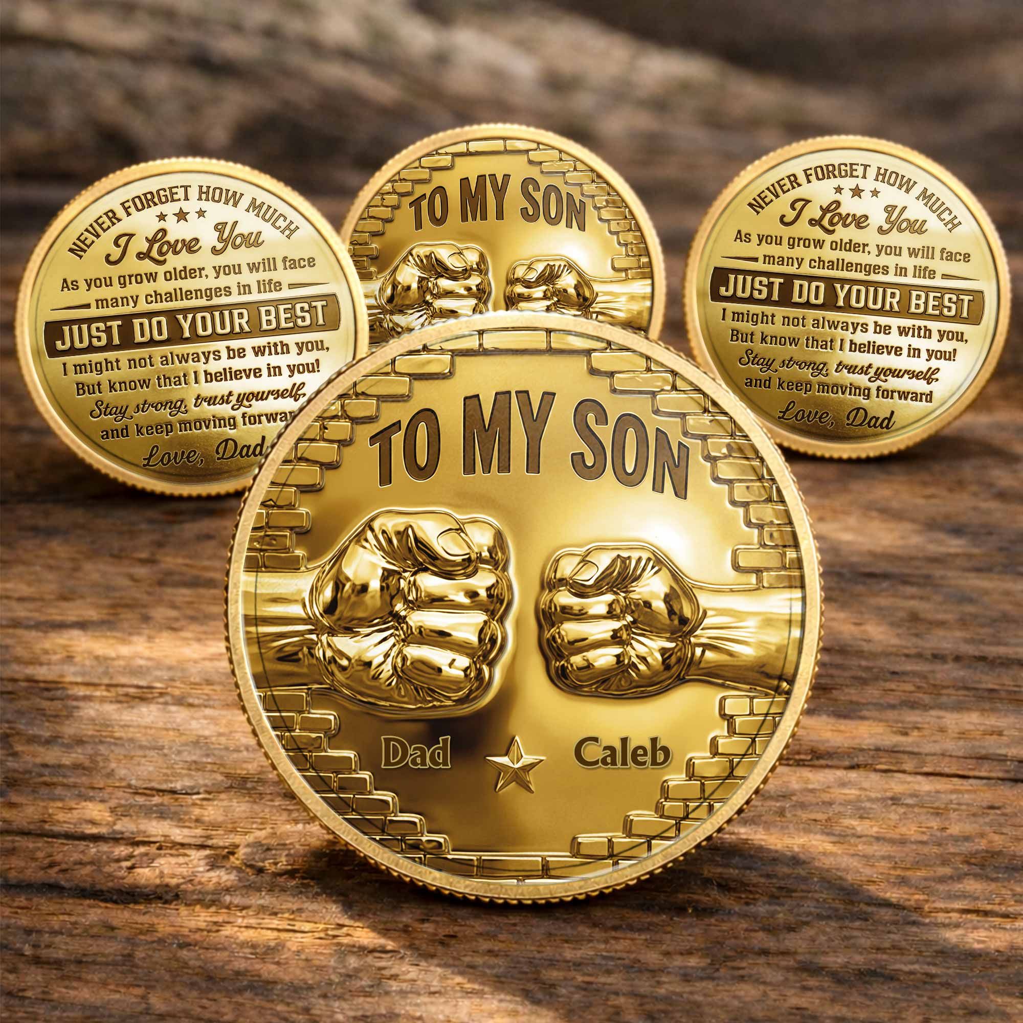Personalized Fist Bump Commemorative Coin Custom Gift for Son