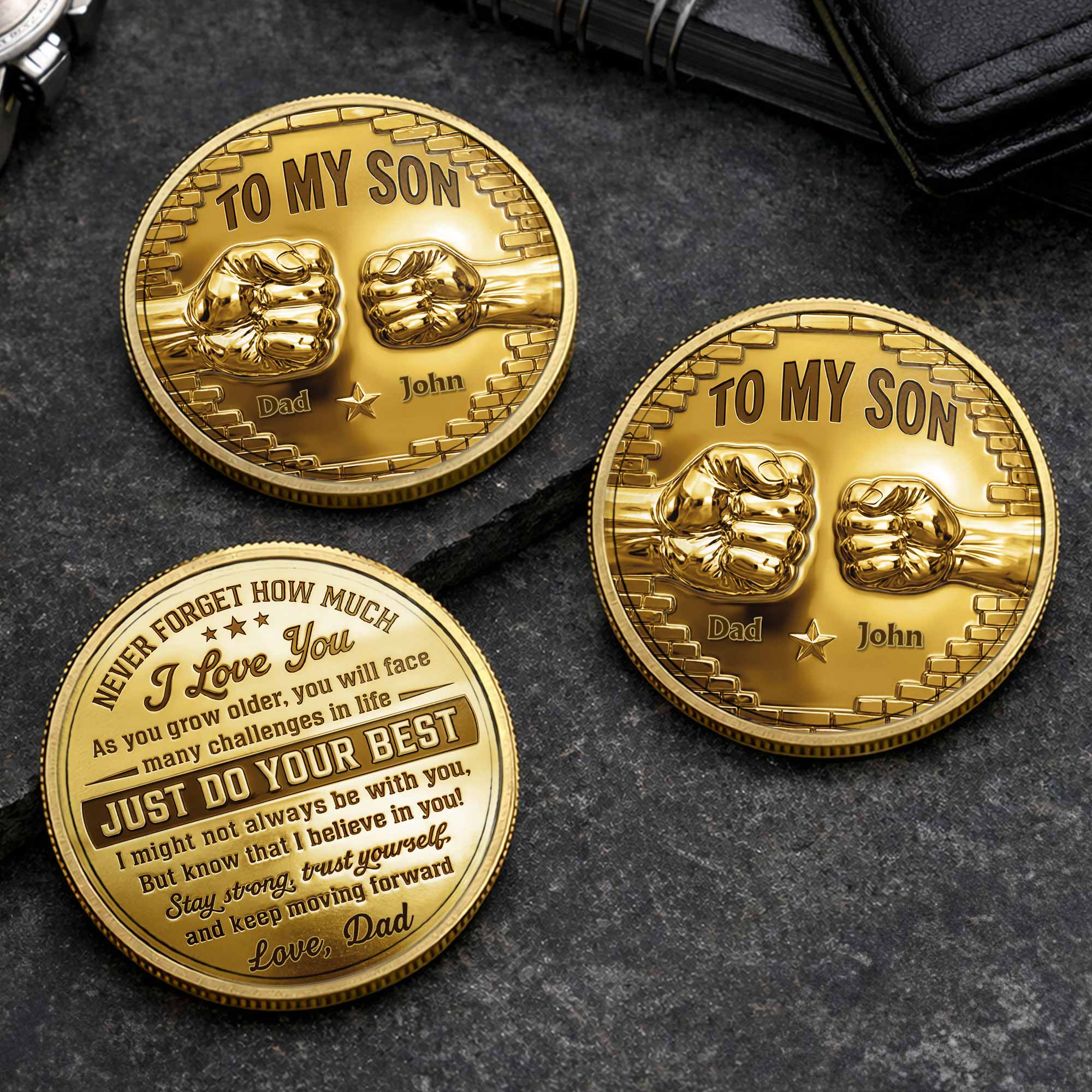 Personalized Fist Bump Commemorative Coin Custom Gift for Son