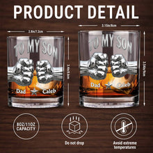 Load image into Gallery viewer, Personalized Whiskey Glass Fist Bump Custom Name Gift for Son
