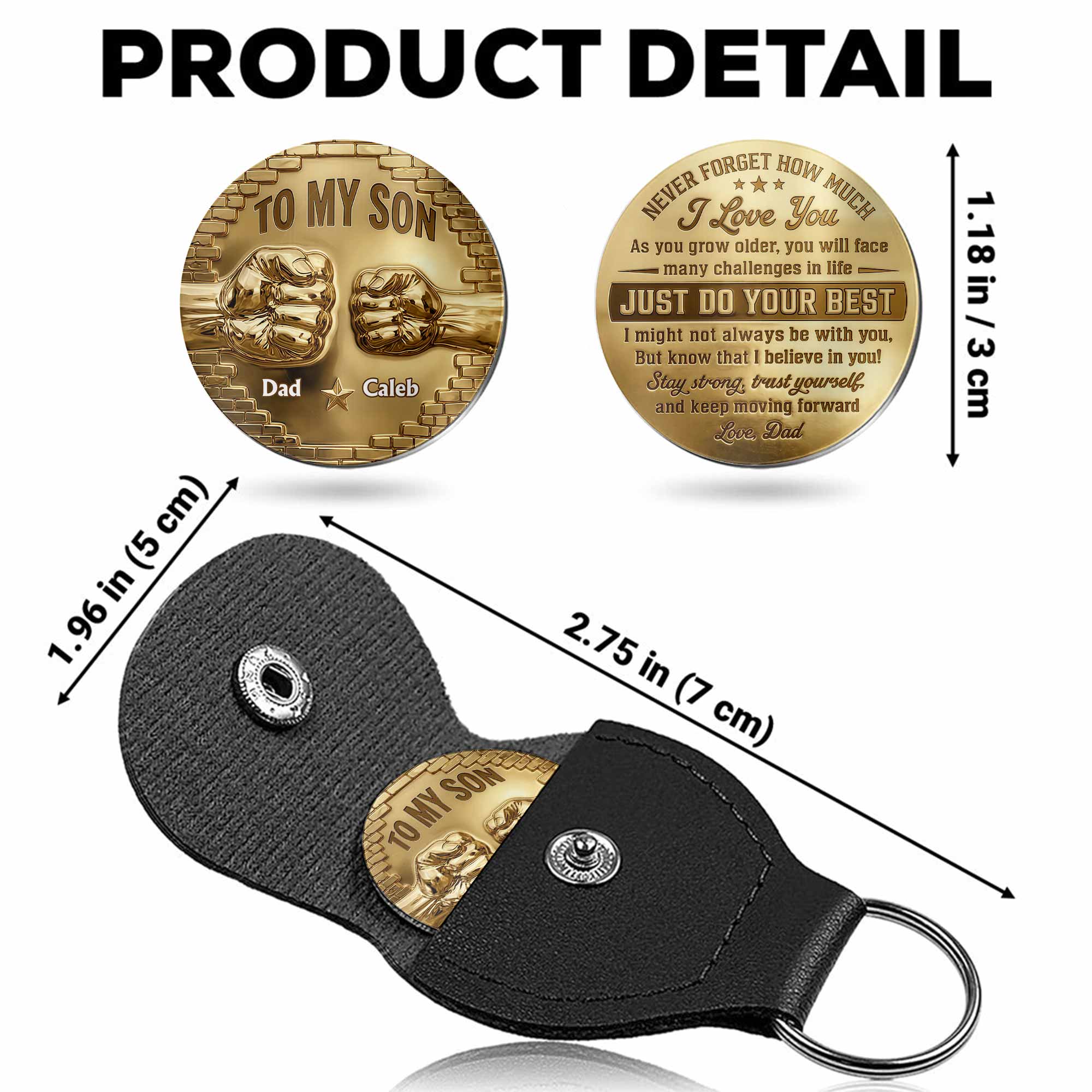 Personalized Pocket Hug Token Custom Message Gift for Son