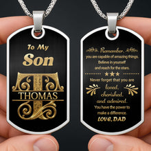 Load image into Gallery viewer, Personalized Dog Tag Necklace Custom Name for Son Gift
