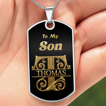 Load image into Gallery viewer, Personalized Dog Tag Necklace Custom Name for Son Gift
