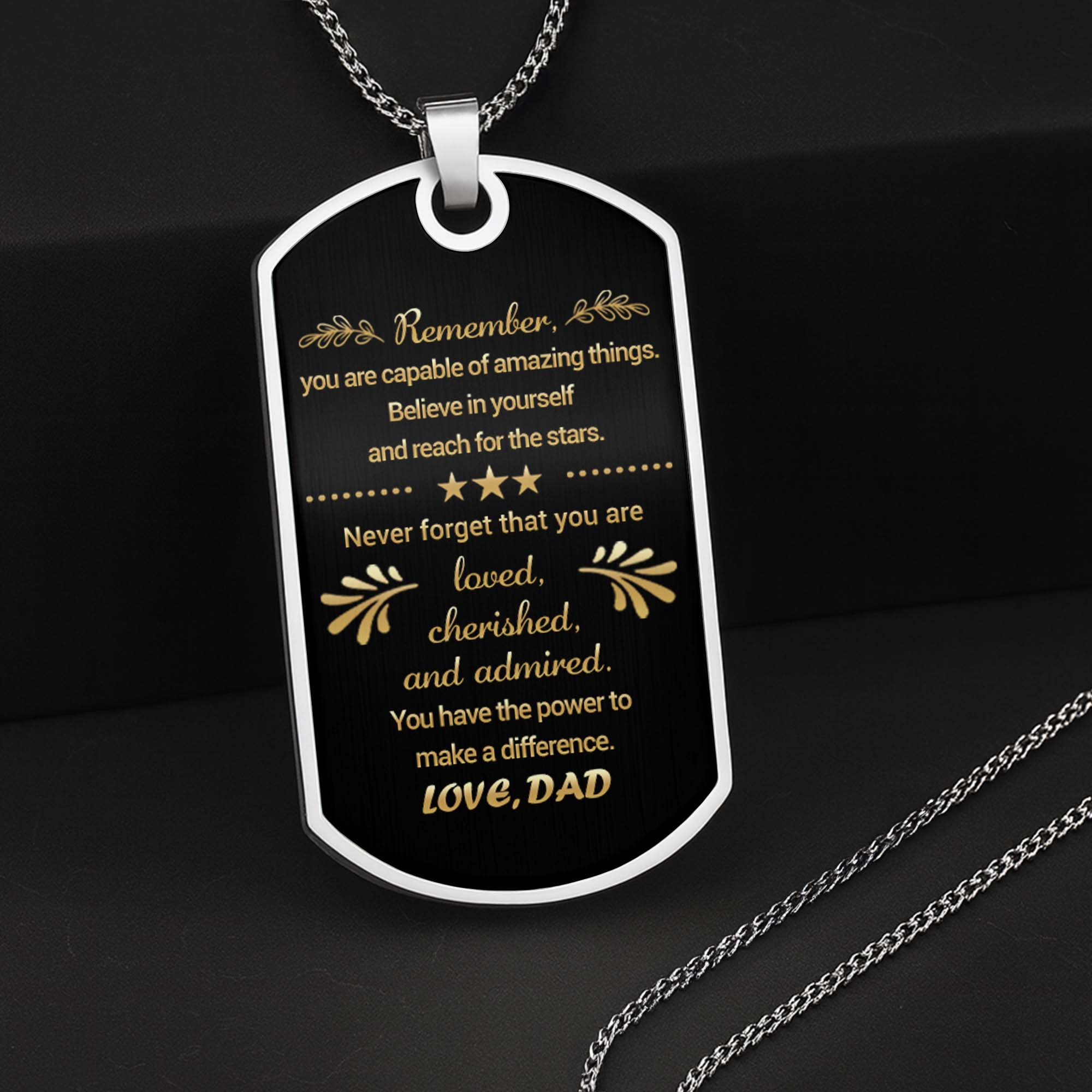 Personalized Dog Tag Necklace Custom Name for Son Gift