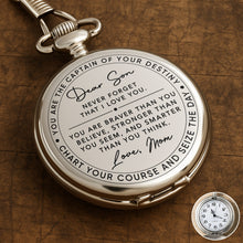 Load image into Gallery viewer, Personalized Silver-Plated Pocket Watch Custom Gift for Son
