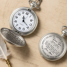 Load image into Gallery viewer, Personalized Silver-Plated Pocket Watch Custom Gift for Son
