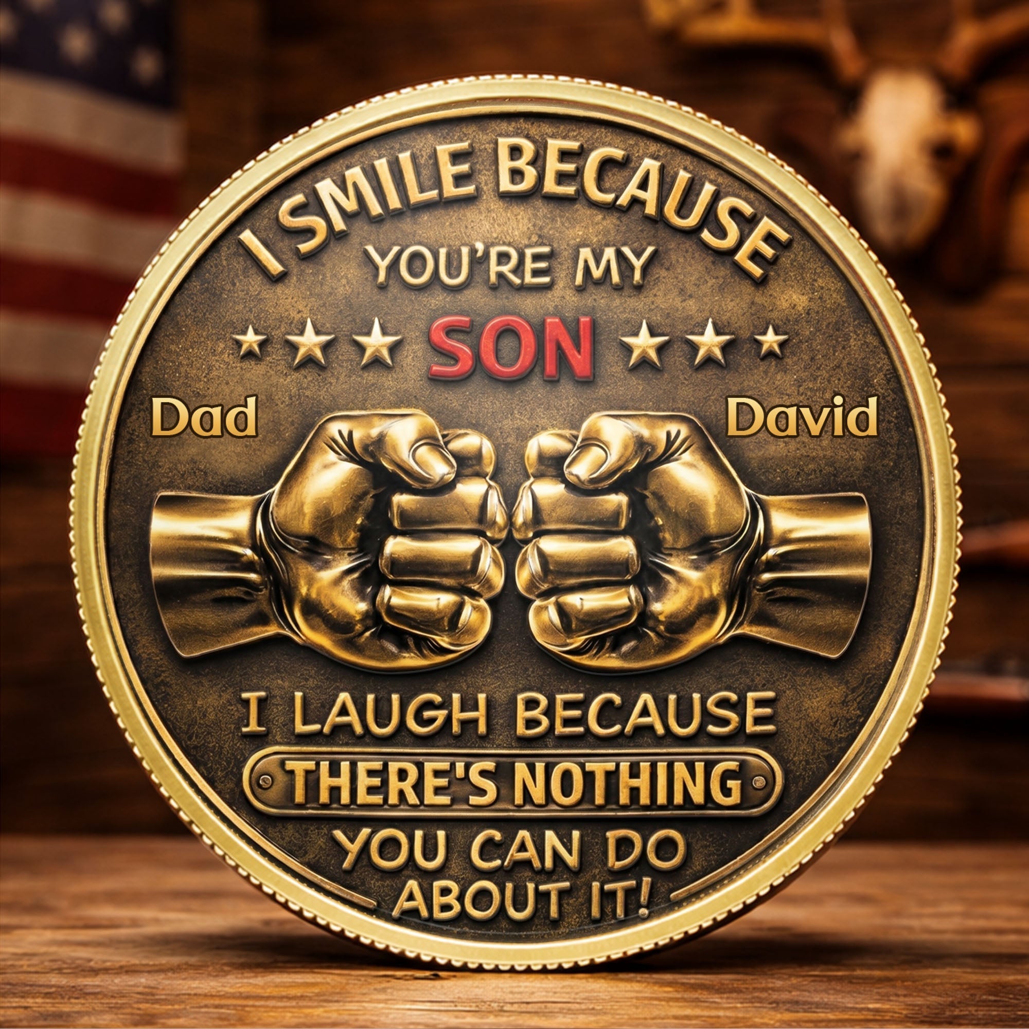 Personalized Commemorative Coin Custom Fist Bump Gift for Son