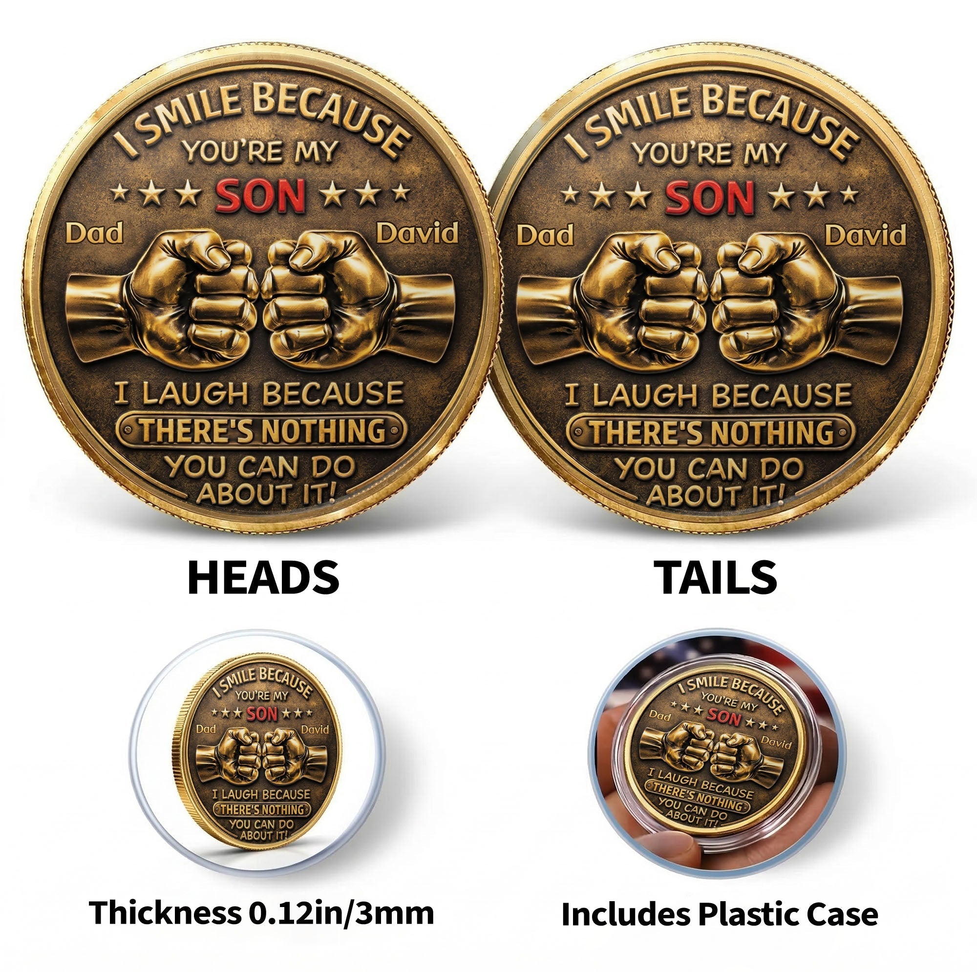 Personalized Commemorative Coin Custom Fist Bump Gift for Son