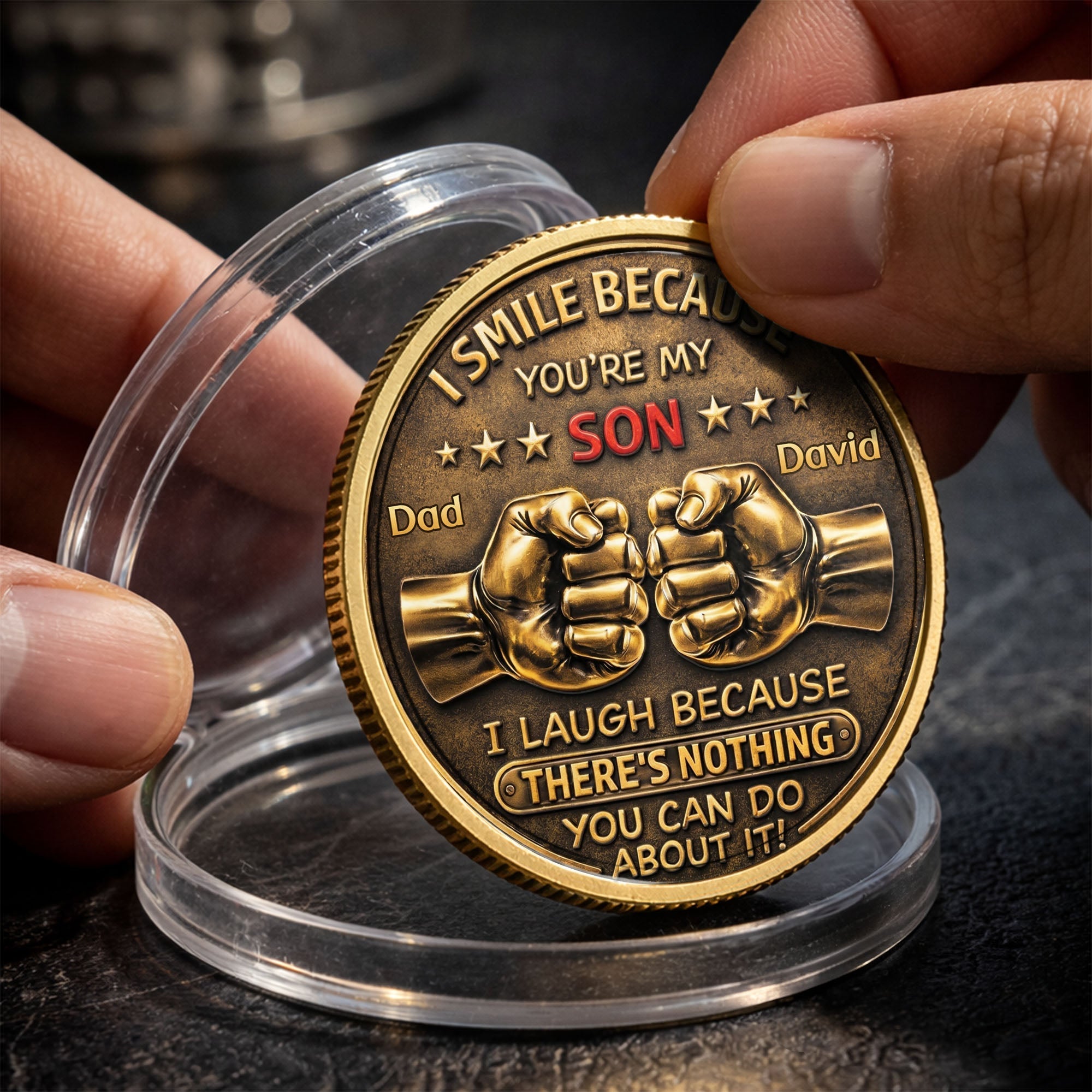Personalized Commemorative Coin Custom Fist Bump Gift for Son