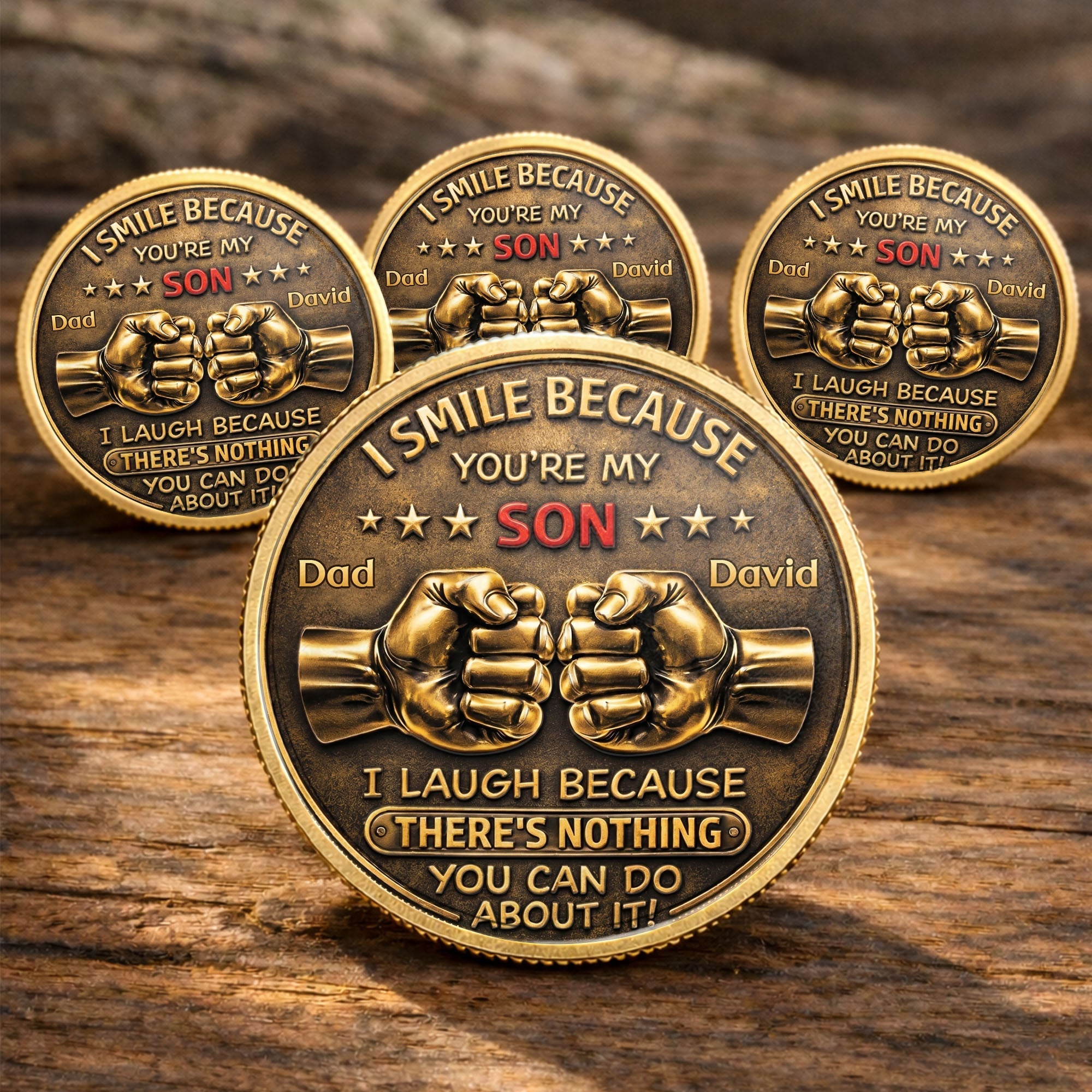 Personalized Commemorative Coin Custom Fist Bump Gift for Son