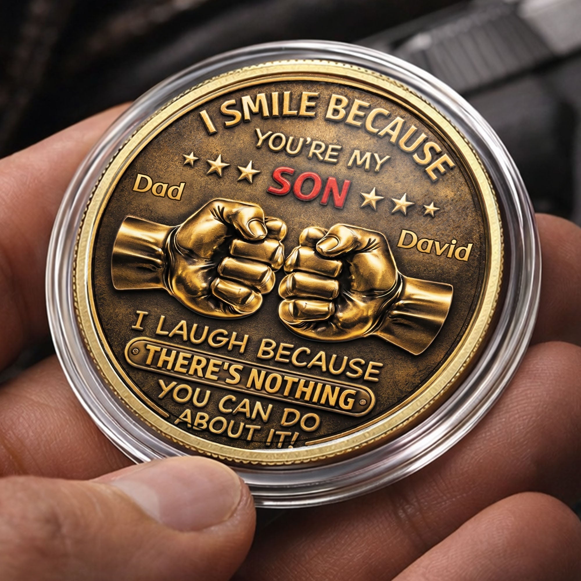 Personalized Commemorative Coin Custom Fist Bump Gift for Son