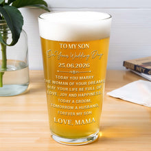 Load image into Gallery viewer, Personalized Custom Beer Glass Gift for Son Wedding Day
