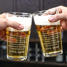 Load image into Gallery viewer, Personalized Custom Beer Glass Gift for Son Wedding Day
