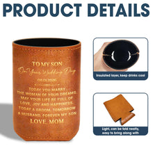 Load image into Gallery viewer, Personalized Leather Can Cooler Gift for Son Wedding Day
