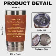 Load image into Gallery viewer, Personalized Leather Tumbler Engraved for Son Wedding Gift
